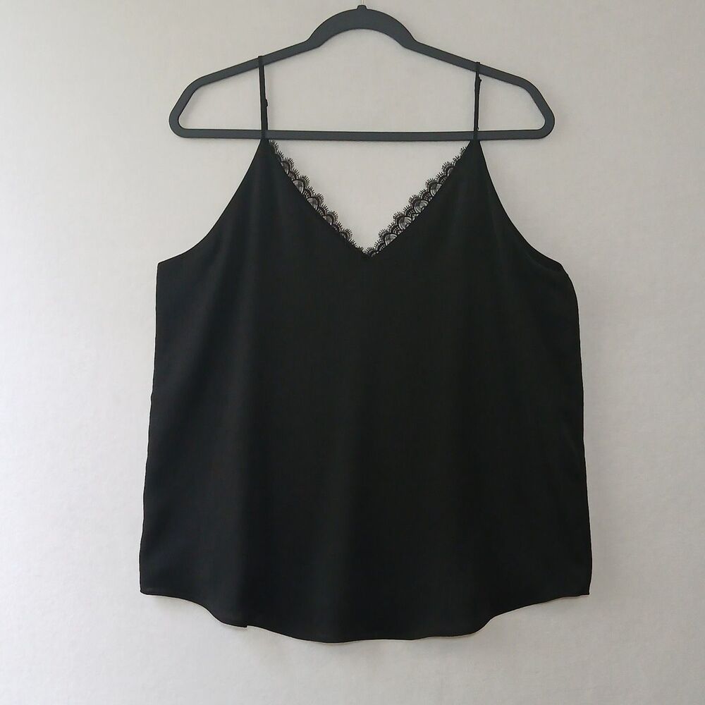 Express Black Adjustable Spaghetti Strap Lined Camisole Dressy Lace Top L #904